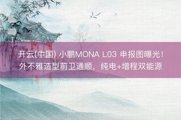 开云(中国) 小鹏MONA L03 申报图曝光！外不雅造型前卫通顺，纯电+增程双能源