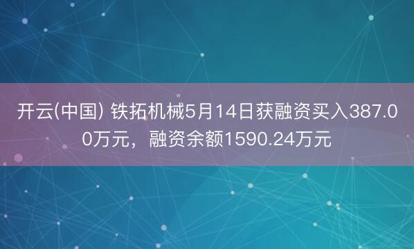 开云(中国) 铁拓机械5月14日获融资买入387.00万元,融资余额1590.24万元