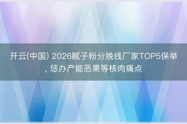 开云(中国) 2026腻子粉分娩线厂家TOP5保举， 惩办产能恶果等核肉痛点