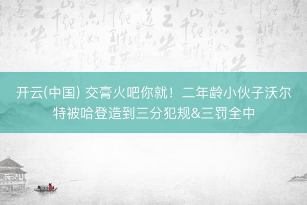 开云(中国) 交膏火吧你就！二年龄小伙子沃尔特被哈登造到三分犯规&三罚全中