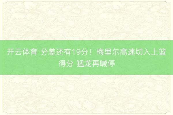 开云体育 分差还有19分！梅里尔高速切入上篮得分 猛龙再喊停