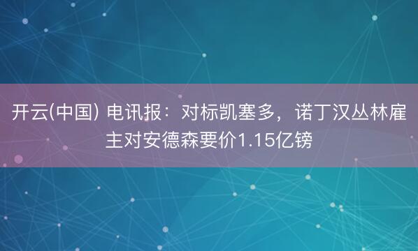 开云(中国) 电讯报：对标凯塞多，诺丁汉丛林雇主对安德森要价1.15亿镑