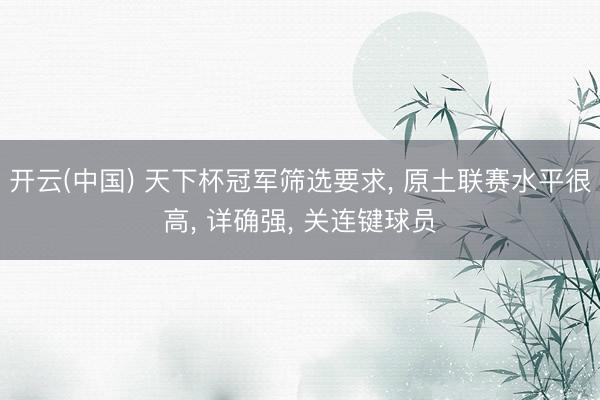 开云(中国) 天下杯冠军筛选要求， 原土联赛水平很高， 详确强， 关连键球员