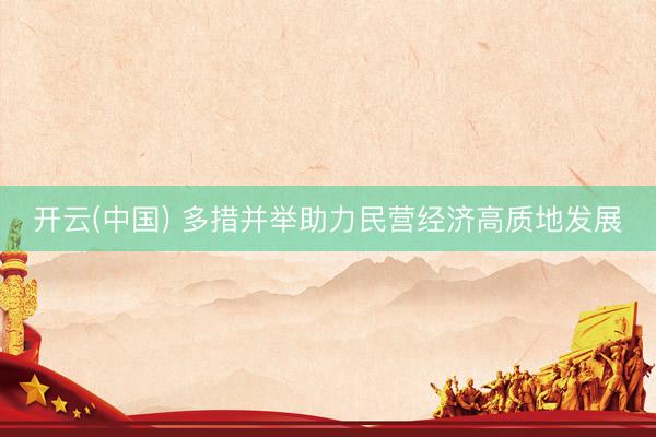 开云(中国) 多措并举助力民营经济高质地发展